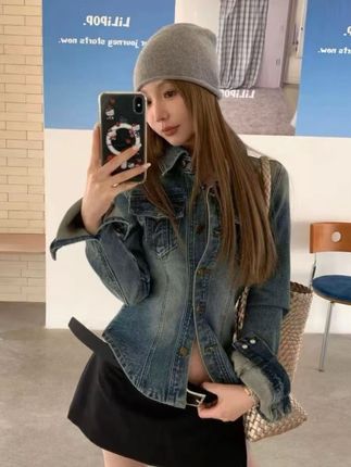 番茄妹妹Tomatosister春款2025复古休闲牛仔wait美式水洗POLO上衣#牛仔外套#秋装#秋季 #早秋 #秋装新款