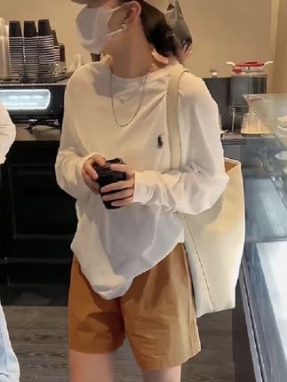 秋季爆款韩版V领开叉时尚宽松百搭均码打底长袖白色女T恤均码#御姐风穿搭 #穿搭穿搭 #女装 #今日穿搭 #气质御姐