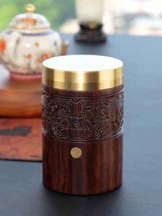 #铜盖黑檀木茶叶罐 #黑檀木茶叶罐 #纯钛内胆 #密封罐 #高档收纳盒