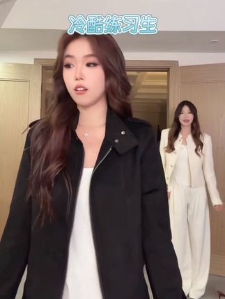 尹千金【冷酷练习生】经典款百搭显瘦黑色外套#穿搭 #被秋日氛围感穿搭拿捏了 #外套 #就这样go去时装周 #尹千金