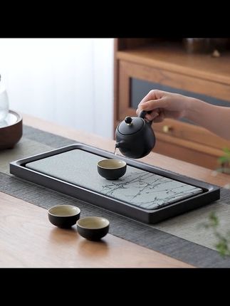 纳米陶瓷茶盘速干吸水干泡盘家用轻奢现排水盘氧化铝托盘沥水茶台#好东西一起分享