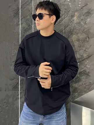 #春秋男装#长袖t恤 #弧形下摆#袖口拉链#痞帅痞帅的