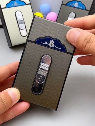 充电烟盒打火机一体防风大容量20支装翻盖抗压防潮创意定制烟盒套#烟盒打火机 #送老公的礼物 #送男友的礼物 #打火机 #烟盒打火机二合一