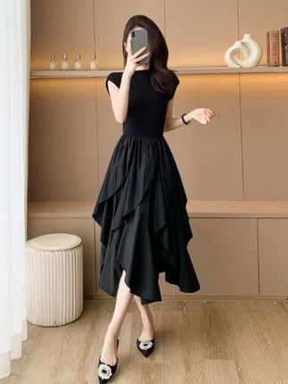 赫本风黑色无袖连衣裙女夏季收腰显瘦气质小黑裙长款独特漂亮裙子#连衣裙穿搭 #连衣裙推荐 #连衣裙好看漂亮喜欢推荐