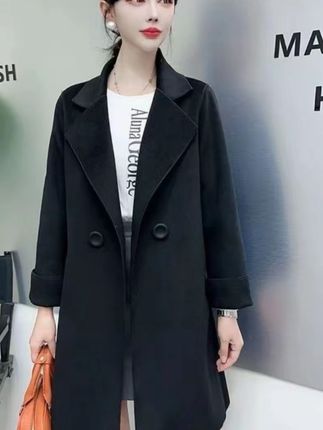 时尚休闲韩版毛呢大衣女士束腰中长款双面呢外套#女装 #大衣搭配 #外套穿搭 #大衣 #显瘦遮肉