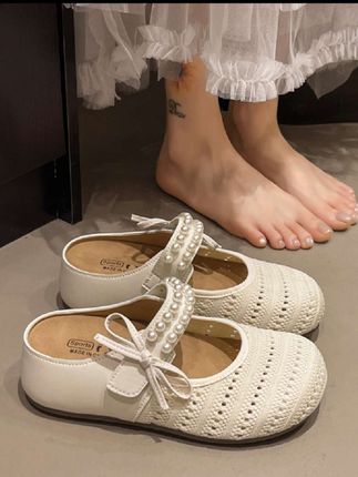 #凉拖鞋 #夏季凉鞋 #百搭鞋子 晚晚风厚底波西米亚勃肯鞋女外穿编织镂空内增高一脚蹬包头半拖鞋#时尚美鞋 #好鞋推荐