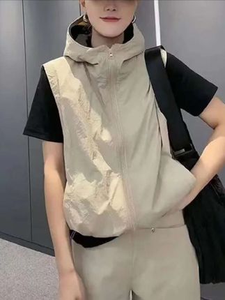 【双层有内衬】防晒衣马甲女夏季新款短款休闲百搭薄款透气连帽马夹