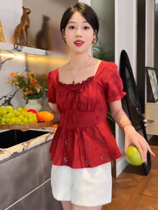 2025夏季新款短袖衬衫女设计感法式上衣#谁穿谁好看又洋气又显瘦