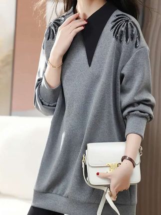 2025年早春新款中长卫衣女士爆款小个子欧货宽松洋气时尚百搭上衣##春秋新款 #优雅气质