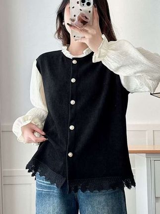 #秋季 新款长袖女设计感宽松气质衬衫袖女小香风条纹减龄上衣外套#新款 #气质