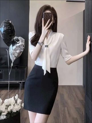 白色衬衫女夏款短袖衬衣2025新款美容院工作服售楼部高端职业衬衫#女装穿搭 #气质穿搭 #衬衫穿搭 #衬衣穿搭 #工作服