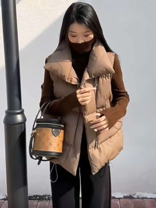 胖mm设计感#棉服马甲女 2025年#秋冬新款 #韩版宽松漂亮马甲 #时尚气质穿搭 #百搭马甲