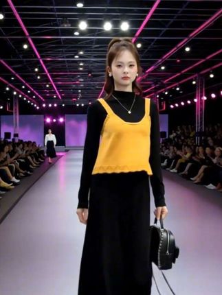 秋季流行穿搭一整套女2025新款韩版显瘦打底衫背心半身裙三件套#高级感穿搭