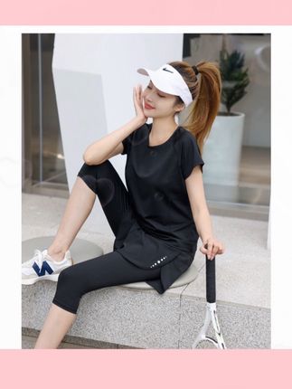 #万万没想到 #日常分享 瑜伽服女2025夏新款大码健身运动透气圆领户外休闲跑步运动健身服#女生 #大码女装 #抖音推广