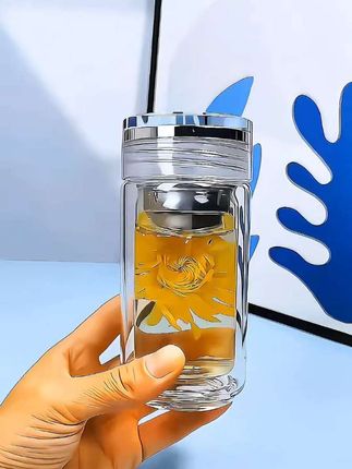 带盖玻璃杯便携小水晶透明男女双层定制加厚大容量耐热泡茶水杯子#水杯#杯子#玻璃杯#泡茶杯#超便宜超划算