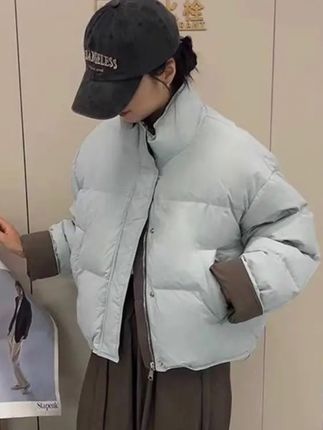 2025冬季新款女士棉衣短款棉服撞色立领外套棉袄爆款加厚女装潮#女装 #棉服