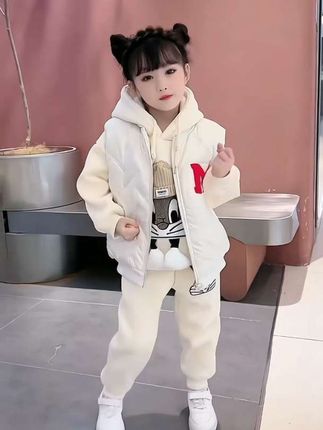女童三件套2025新款高能感套装儿童秋冬季两件套中大童冬装套装#女童穿搭#女童卫衣套装#女童背心外套#高品质童装#萌娃穿搭