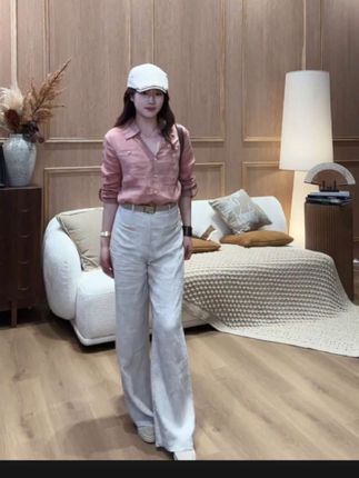 UTWU小敏「西柚粉」75G1oo苎麻42支轻薄亲肤翻领长袖衬衫S25C1142#每日分享 #高级感穿搭 #穿搭分享 #通勤搭配 #气质范