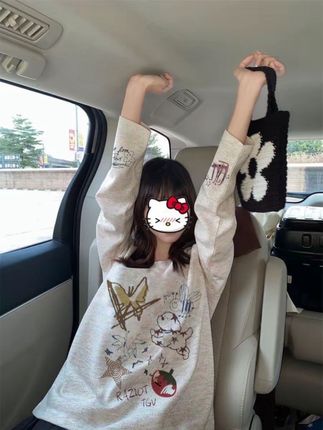 新款圆领打底衫250克彩纱长袖t恤女宽松秋冬款上衣#百搭上衣 #小清新穿搭 #慵懒风穿搭 #春秋穿搭 #韩版穿搭