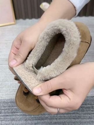 冬季老北京布鞋毛毛鞋加绒豆豆鞋女加厚保暖乐福鞋软底舒适妈妈鞋