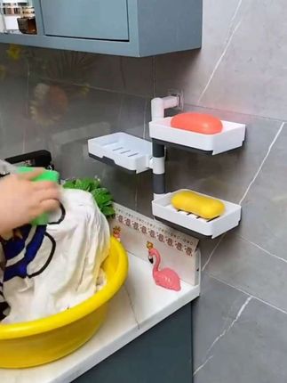 肥皂盒壁挂免打孔可旋转创意多层沥水架大号卫生间浴室家用香皂盒#视频同款#多层沥水架#优质#抖音小助手