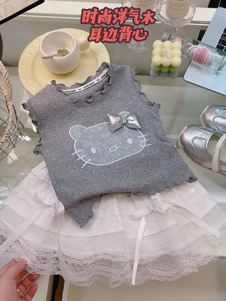 2025夏季新款女童洋气木耳边背心时尚百搭内搭吊带#高品质童装 #夏季穿搭 #母婴好物 #萌娃穿搭 #女童穿搭