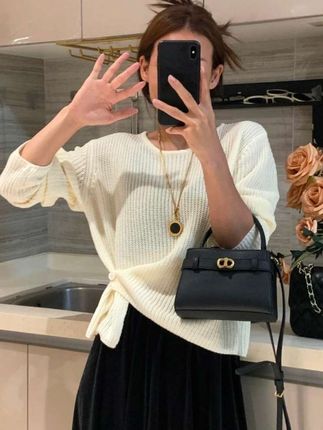 韩系设计感下摆提扣针织衫女秋冬新款百搭简约休闲纯色毛衣T932#针织衫 #时尚洋气#百搭款#上衣#穿搭