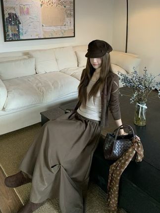 混乱美学镂空基础针织开衫~复古对位捏褶宽松不对称半裙套装H765#针织衫#开衫#针织开衫#秋季穿搭#外套