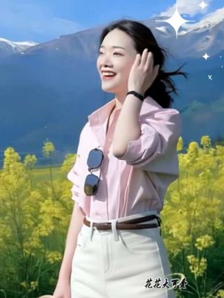 秋冬轻奢小众炸街高级感女装淡粉色衬衫女款外穿洋气长袖显瘦衬衣#出游穿搭 #春秋穿搭 #青春活力 #油菜花拍照 #户外休闲