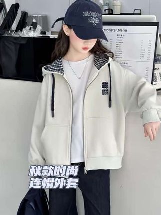 女童秋款连帽外套女孩中大童学生连帽时尚休闲学院风12-15岁初中 #只做高品质 #今日穿搭 #谁穿谁好看系列 #强烈推荐 #新品穿搭
