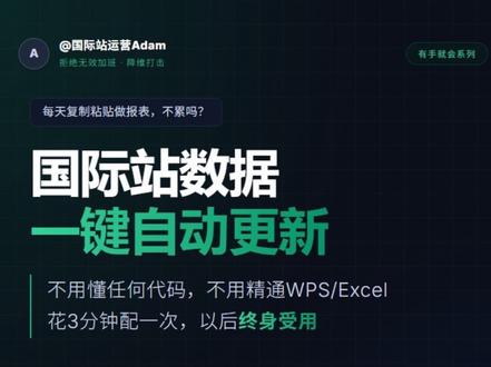 一分钟配置阿里日周月数据自动更新 花一分半钟带你配置自动化全店数据记录表,再也不用对着表格字段,一个个手动复制粘贴数据了。#国际站运营 #阿里巴巴国际站 #阿里巴巴 #外贸