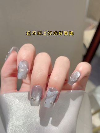 用这个白色晕染液用的飘带可比彩绘胶做的飘逸多了吧#飘带 #晕染美甲 #清爽一夏 #菊籽籽美甲乐园