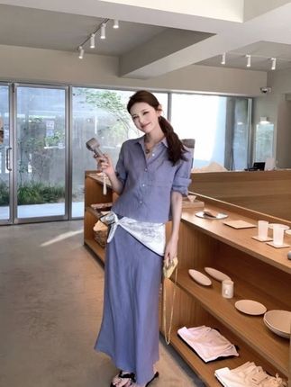 衬衫短袖上衣+韩系休闲半身裙鱼尾裙女夏#夏季穿搭 #高级感穿搭 #今日穿搭 #夏天穿搭 #优雅气质