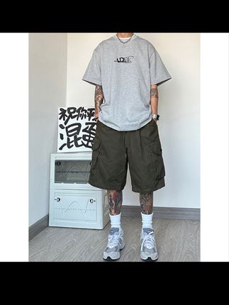 日系cityboy机能工装短裤男夏季百搭宽松大码直筒裤潮牌五分裤子#裤子男潮牌高级感 #男裤直筒坠感ins #裤子男宽松潮流美式 #休闲潮流 #阳光宅男服装
