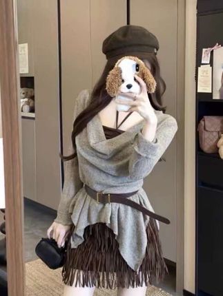 美拉德秋季设计感荡领两件套上衣#气质美女穿搭 #今日穿搭 #高级感穿搭 #上衣穿搭 #显高显瘦