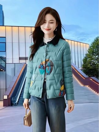 新款新中式羽绒服外套,花好月圆小外套#短款外套 #时尚百搭 #洋气减龄 #谁穿谁好看