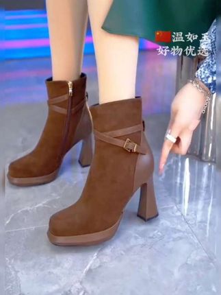 轻奢轻盈舒适软底粗跟时装女靴 #软底软面穿上超舒服 #好穿不累脚 #高跟鞋#瘦瘦靴#时装短靴