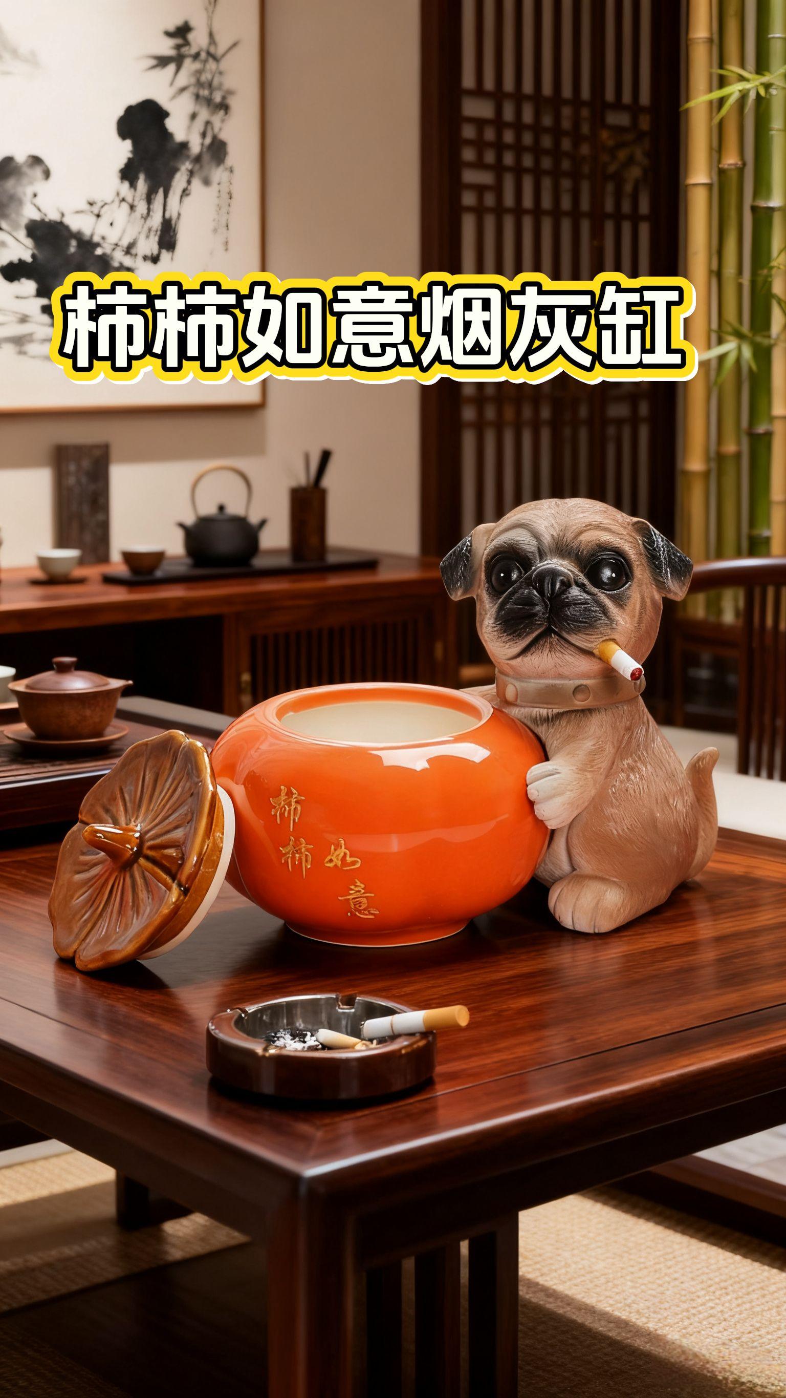 这款“事事如意”烟灰缸超有特色!造型是可爱小狗抱着柿子罐,小狗灵动逼真,柿子罐鲜亮饱满,还刻着“柿柿如意”,寓意超棒。不仅能当烟灰缸,摆在客厅、书房,更是精致小摆件,为空间增添趣味与雅致,实用又有好彩头,送朋友也很合适,颜值与寓意双在线~#家居好物 ##创意设计 #晶瓷装饰画#家庭首选必备。居家好物