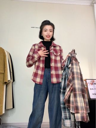 #小个子穿搭 #衬衫 #格子衬衫 #磨毛衬衫