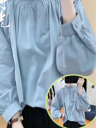 纯棉荷叶领灯笼袖长袖衬衫女式减龄上衣韩版秋季新款复古宽松衬衣#纯棉荷叶领衬衫#灯笼袖衬衫#长袖衬衫女#韩版秋季新款衬衫#复古宽松衬衣