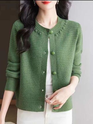 秋款女装毛衣开衫外套百搭时尚中年妈妈洋气减龄宽松显瘦圆领上衣 #开衫毛衣#面料柔软舒适#仙气飘飘#外套分享 #上热门