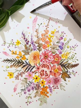 简单水彩花卉|小练习 #手绘 #画画 #绘画过程 #水彩花卉 #一起学画画