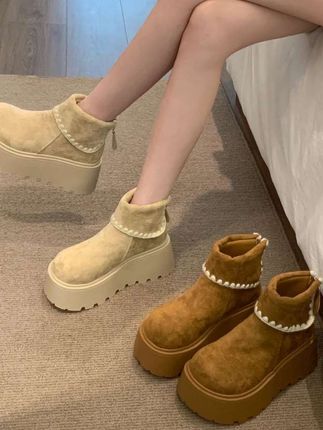 7cm!小个子厚底白色增高短靴女2025早秋新款编织显瘦法式勃肯#短靴 #显瘦百搭 #鞋子 #女靴 #高级穿搭