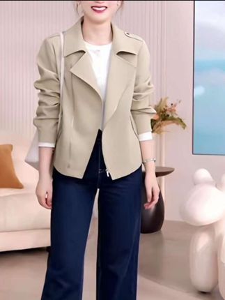 【清雨】2025秋新款女装简约气质拉链夹克小个 子显瘦外套高级感上衣#穿出高级感 #欧式风格服装 #简约大气 #高级感穿搭 #极简穿搭