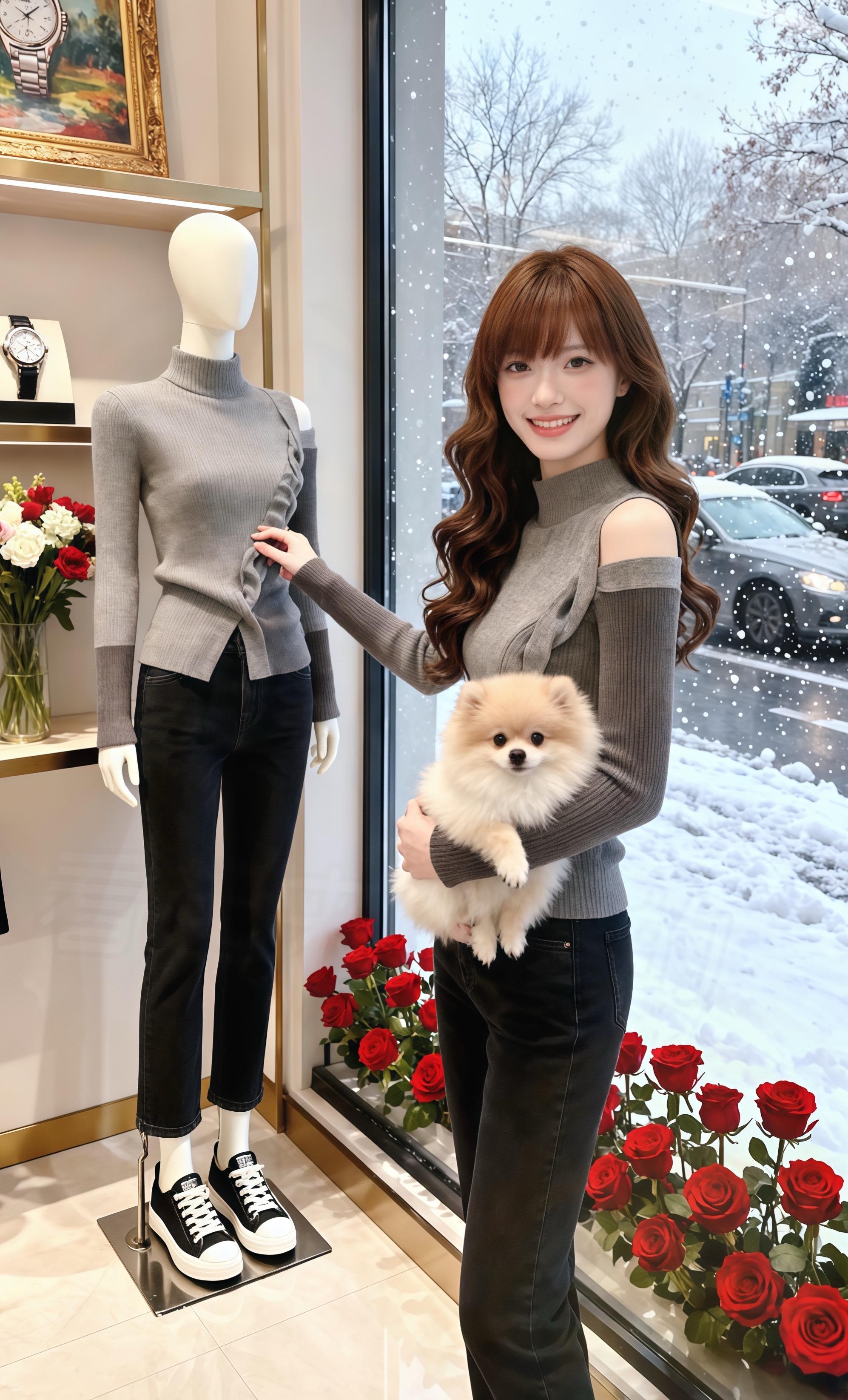 《针脚里的余温》苏棠在巷尾针织店遇见那件毛衣时,梧桐叶正落满橱窗。烟灰色纱线织就的半高领,左侧肩线却故意抽走两排针脚,露出一小片肩胛骨的弧度,像被月光吻过的留白。 她抬手抚过衣摆,发现设计师把不规则肌理藏得巧妙——前襟是细密的平针,后背却用绞花织出流动的波纹,走动时会随腰线轻轻晃动。袖口收得利落,却在腕骨处留了个暗扣,解开就能变成随性的喇叭袖。 试穿时,店主说这是最后一件。苏棠看着镜中毛衣裹住的体温,突然想起去年冬天没送出去的围巾。此刻针脚里的暖,正沿着露肩的缝隙,悄悄漫过心头的凉意。早秋冷冽又随性的气质穿搭 #通勤穿搭万能配色公式#早秋穿搭三分钟出门不是梦#韩系穿搭 #在时装周看见东方美 @抖加🔥上热门🔥dou+🔥热点宝