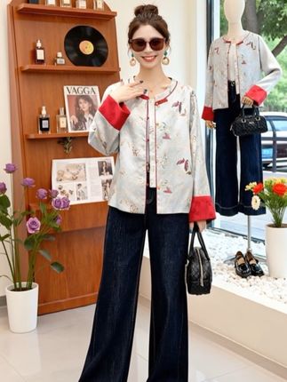 #新中式气质上衣 #高级感穿搭 #提花外套女 #气质女神穿搭 #温柔风穿搭