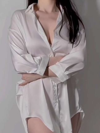 姿趣男友风衬衫性感大码性感睡衣纯欲女薄款睡裙家居服套装#男友风穿搭 #男友风衬衫睡衣 #性感睡衣 #高级感穿搭 #睡衣家居服