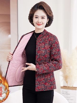 冬季加厚加绒碎花棉袄,妈妈装#中老年女装 #加绒加厚棉袄 #棉袄外套女 #碎花棉袄 #妈妈装外套