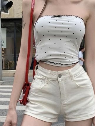 美式白色高腰牛仔短裤女修身百搭显瘦包臀小个子热裤辣妹 #百搭#修身显瘦#设计感#高腰#强烈推荐