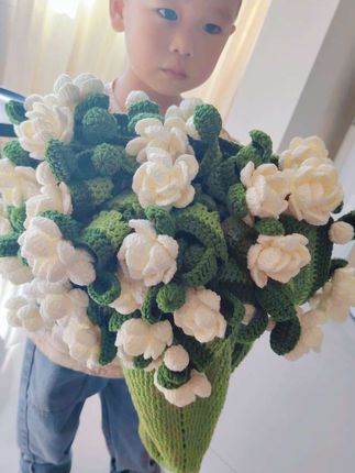 “赠君茉莉,愿君莫离”~🌷茉莉花束毯完成,感谢姐妹信任与支持💐不会种茉莉花,但可以拥有一束茉莉花束毯呀#手工花束 #爱手工爱生活 #爱了爱了 #是毛毯也是花束